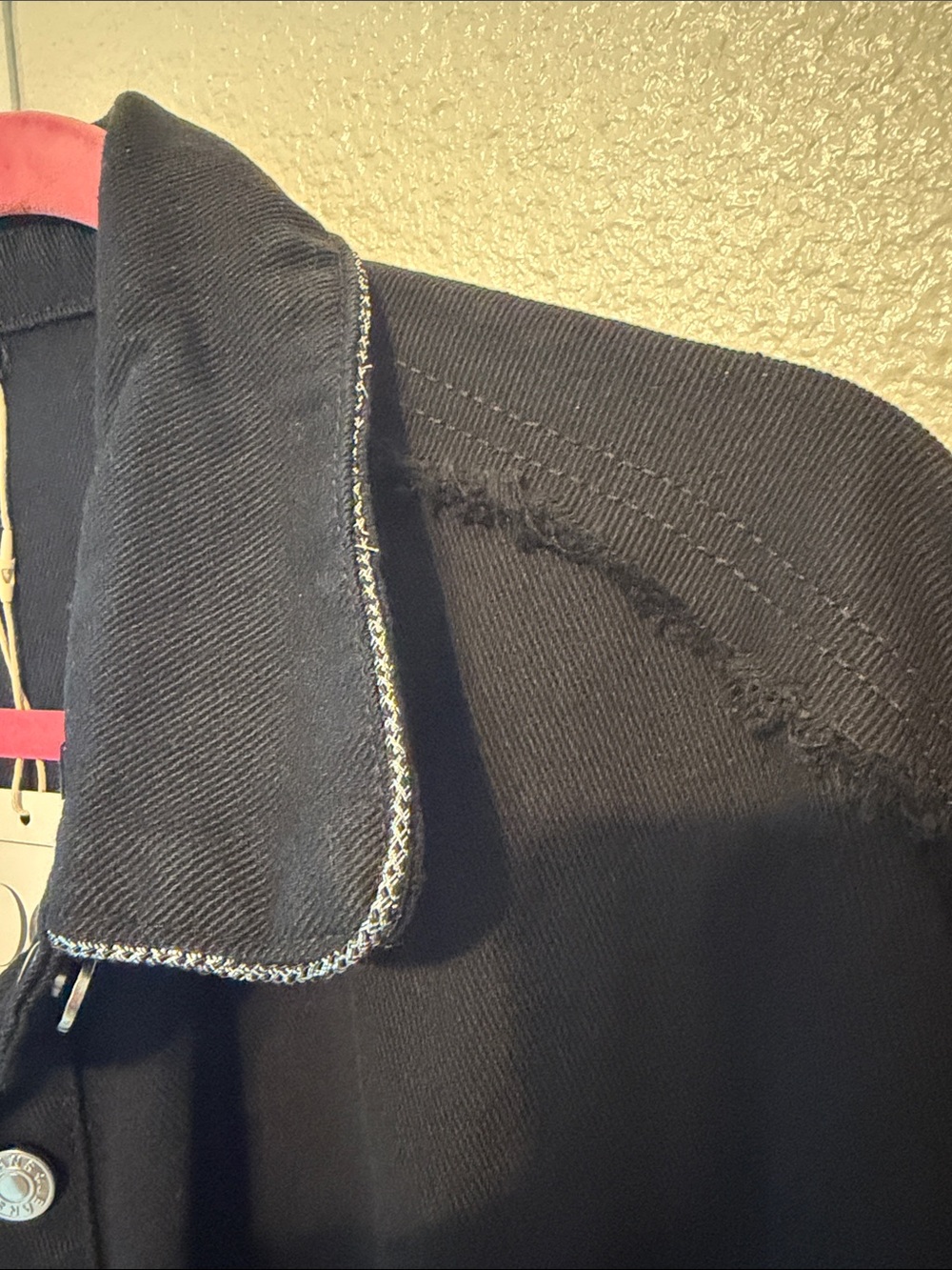 Black Fringe Studded Button-Up Jacket - Picture 4 of 5